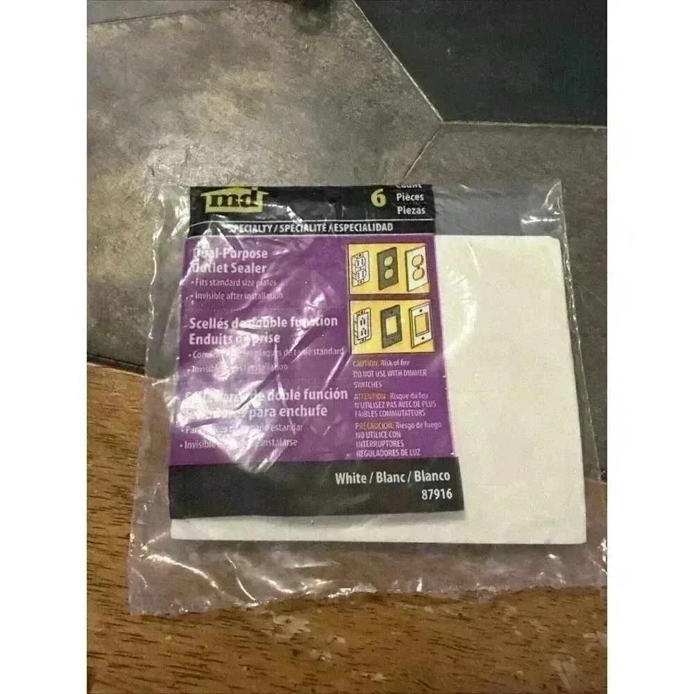 M-D Dual Purpose Foam Outlet Sealers 6 Pack for Standard Size Plates 87916